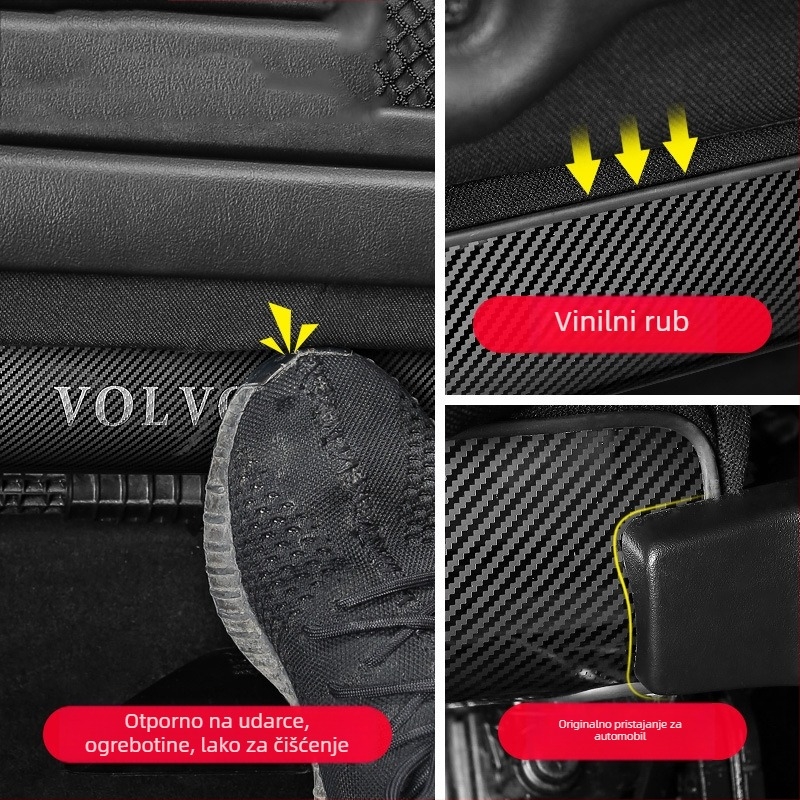 Stražnja pločica od nehrđajućeg čelika s anti-kick zaštitom za Volvo XC40, XC60 i S60, uzorak slova, sve sezone