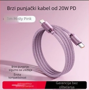 Toocki USB-C PD20W aluminijski kabel za podatke, s jednim krajem, brzo punjenje