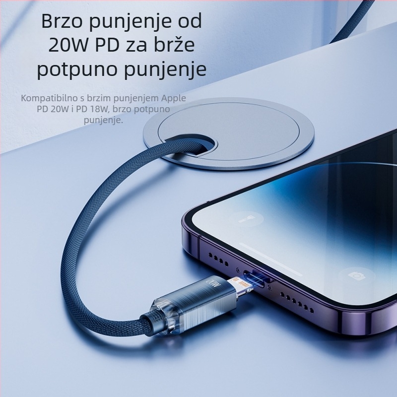 Toocki USB-C PD20W aluminijski kabel za podatke, s jednim krajem, brzo punjenje