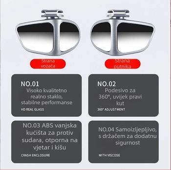 Okrugli retrovizor za mrtve kutove, širokokutno pomoćno zrcalo, dvostrano podesivo - Shuoqi