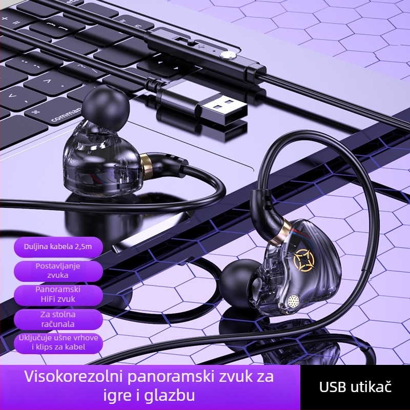 In-Ear žične slušalice s USB-C i 3,5 mm dvostrukim priključkom (mikrofon, 20–20000 Hz, duljina kabla 1,5–2,5 m)