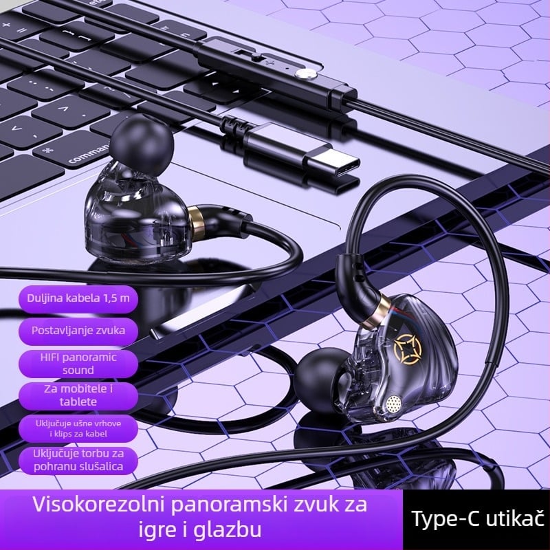 In-Ear žične slušalice s USB-C i 3,5 mm dvostrukim priključkom (mikrofon, 20–20000 Hz, duljina kabla 1,5–2,5 m)