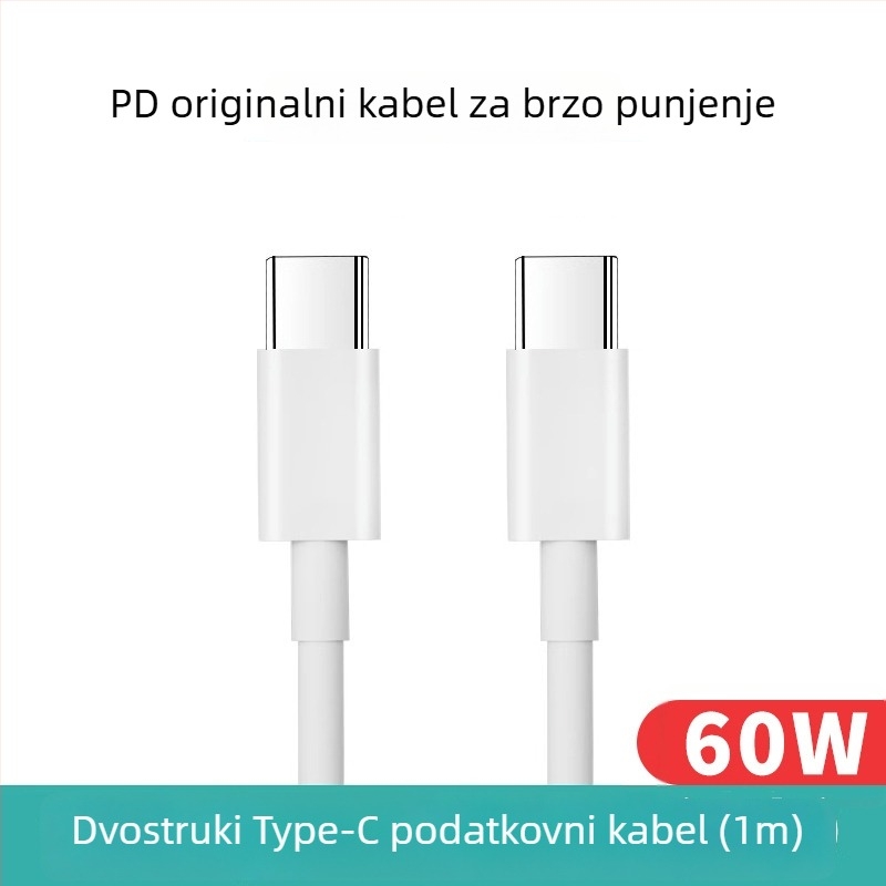 Pleteni USB-C–USB-C podatkovni kabel, 60W brzo punjenje, duljina 1–2 m, za Apple tablete