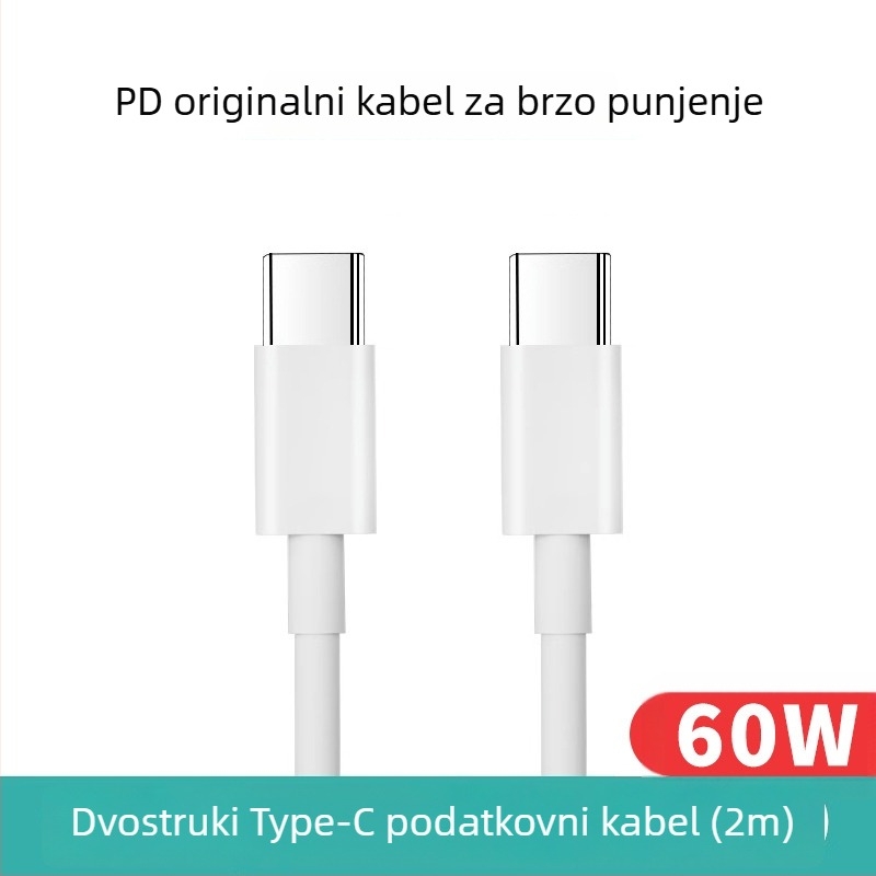 Pleteni USB-C–USB-C podatkovni kabel, 60W brzo punjenje, duljina 1–2 m, za Apple tablete