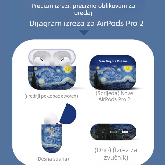 Zaštitno kućište za AirPods Pro 2 s dizajnom Van Gogh, mat silikon