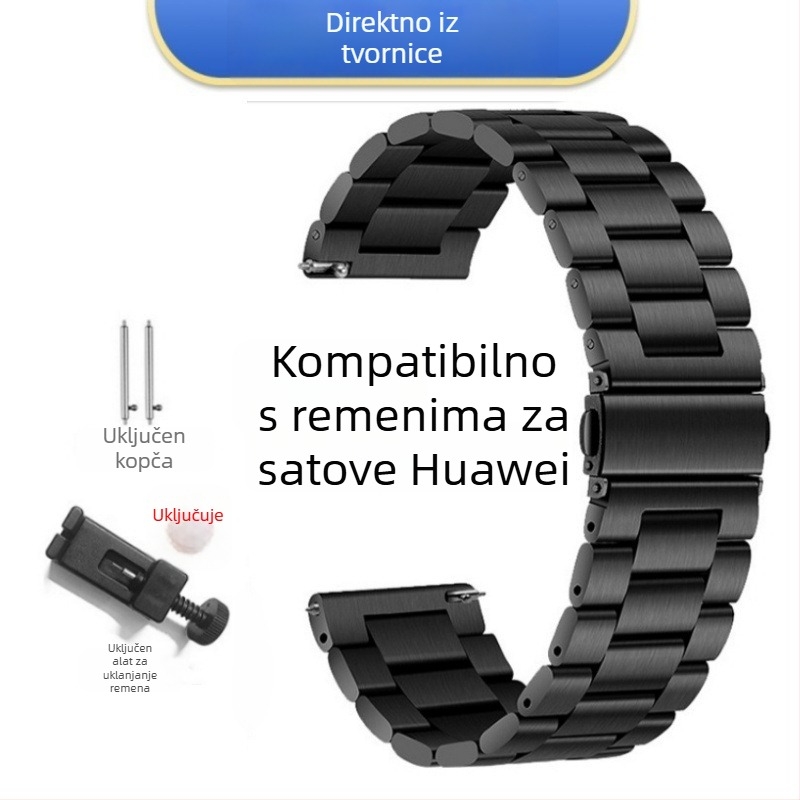 Čvrsti nehrđajući čelični kaiš za sat s tri kuglice, kompatibilan s Apple Watch 8/SE, Samsung GT i Huawei GT