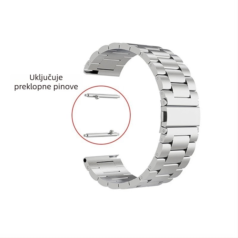 Haihan nehrđajući čelični kaiš za sat, kompatibilan s Apple Watch, Samsung, Huawei, Garmin i Casio; širina konektora 20/22 mm; težina 60 g; kopča s bucklom; poslovni stil