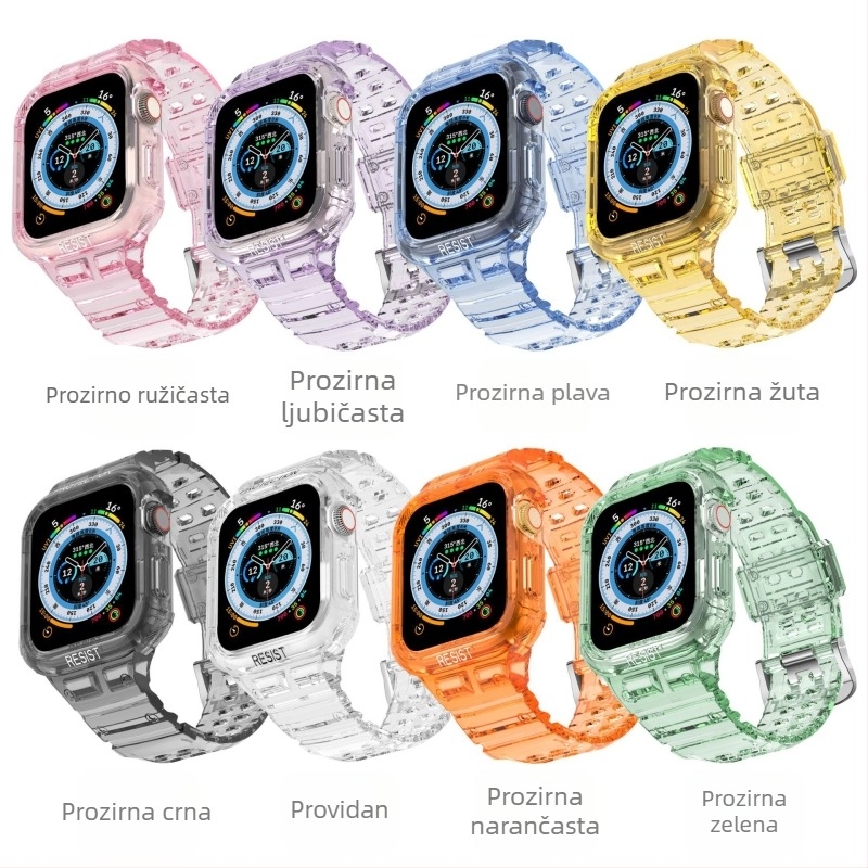 Prozirni TPU remen za Apple Watch, jednodijelni dizajn, kompatibilan s 38/40/41 mm i 42/44/45 mm