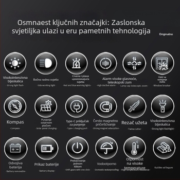 Automobilski sigurnosni čekić sa LED svjetlom, 4-u-1 alat za razbijanje prozora i spašavanje