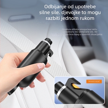 Auto sigurnosni čekić s alatom za razbijanje prozora i ugrađenim nožem za rezanje, ABS 29 g, Neutralna marka, mogućnost prilagodbe