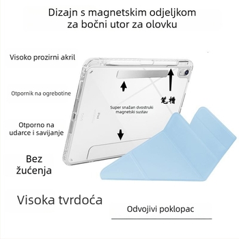 Zaštitna torbica s odvojivim pretincom za olovku, kompatibilna s Air 6, iPad Pro 12.9, Huawei 11 i Apple tabletima, akrilni završetak, ploski dizajn, 10.2 inča
