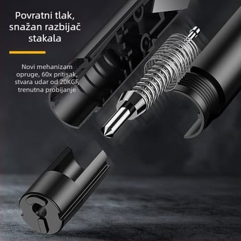 Automobilski višenamjenski sigurnosni čekić s iglom za probijanje prozora i rezačem za kaiš, aluminijska legura, 110 g, porijeklo Guangdong, marka Fawn running