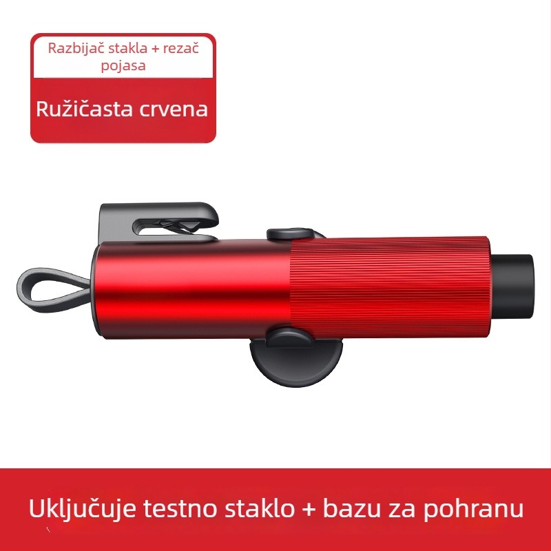 Automobilski višenamjenski sigurnosni čekić s iglom za probijanje prozora i rezačem za kaiš, aluminijska legura, 110 g, porijeklo Guangdong, marka Fawn running