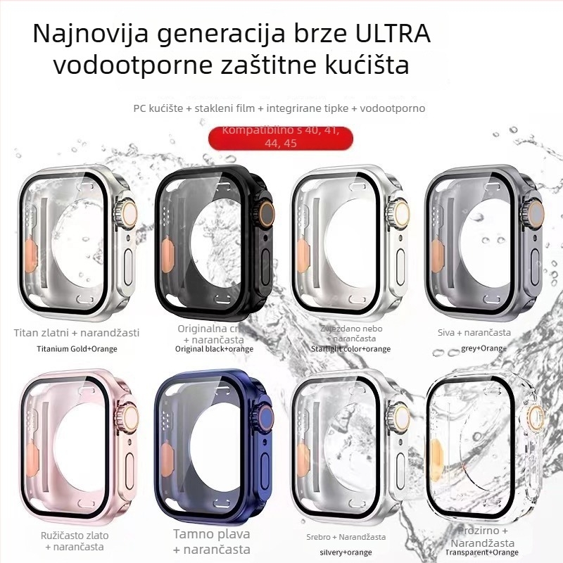 Apple Watch S8/S9 sveobuhvatna vodootporna zaštitna futrola – PC + kaljeni zaštitni film, 360° zaštita