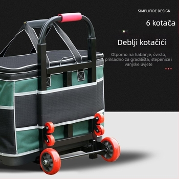 Kolica za alat s platnenom torbom - izdržljiva, otporna na habanje, dodatno debela, velika zapremina, za električare