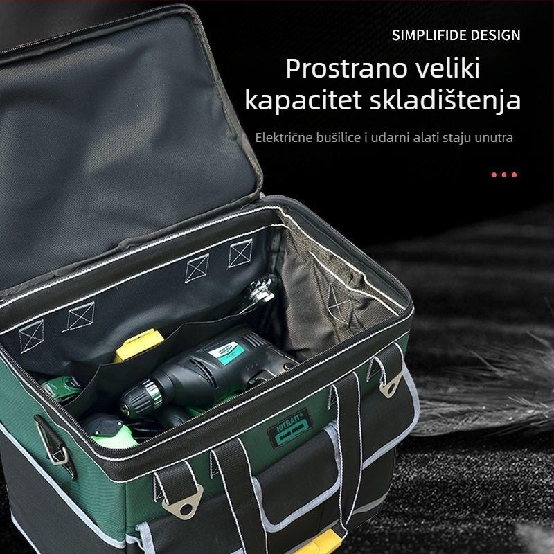 Kolica za alat s platnenom torbom - izdržljiva, otporna na habanje, dodatno debela, velika zapremina, za električare