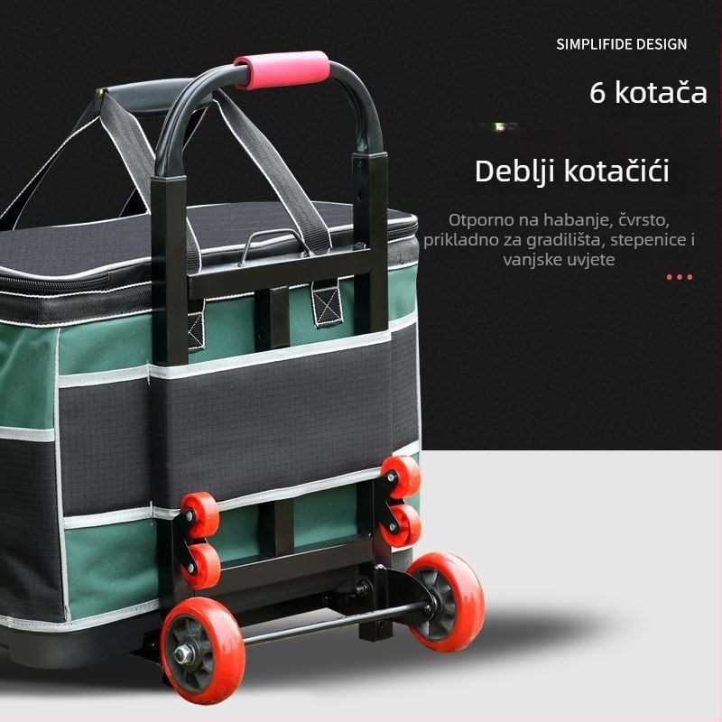 Kolica za alat s platnenom torbom - izdržljiva, otporna na habanje, dodatno debela, velika zapremina, za električare