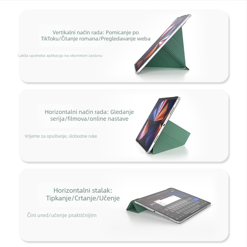 Višestruko sklopiva silikonska mekana futrola s držačem za iPad Pro 12.9/11 i 9.7 inča