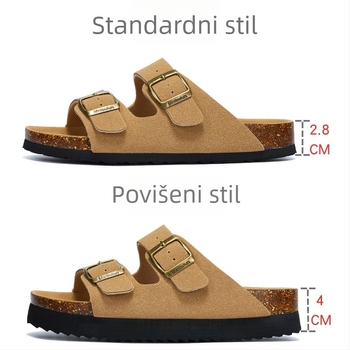 McProm unisex papuče od pluta s ravnom potplatom, protuklizne, za plažu i dom, nubuk koža gornji dio, ljetni stil