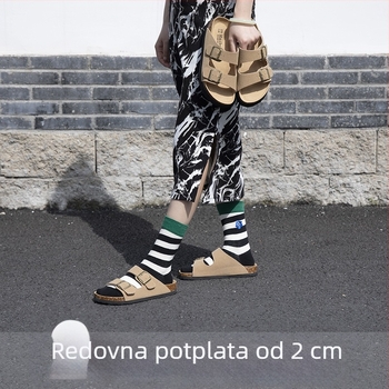 McProm unisex papuče od pluta s ravnom potplatom, protuklizne, za plažu i dom, nubuk koža gornji dio, ljetni stil