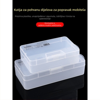 Prozirna plastična kutija za organiziranje elektroničkih komponenti i vijaka — organizator za matične ploče, čvrst okvir