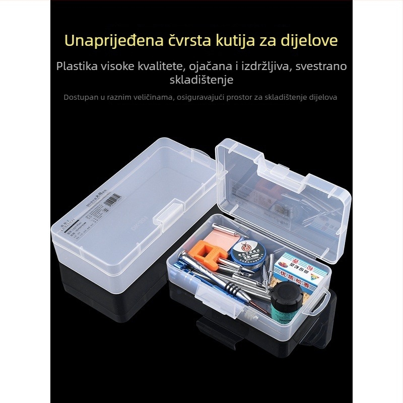 Prozirna plastična kutija za organiziranje elektroničkih komponenti i vijaka — organizator za matične ploče, čvrst okvir