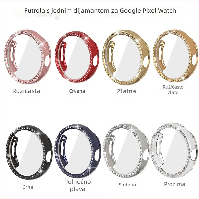Zaštitna maska za Google Pixel Watch (1. i 2. generacija) s prozračnim dizajnom i jednim redom dijamanata