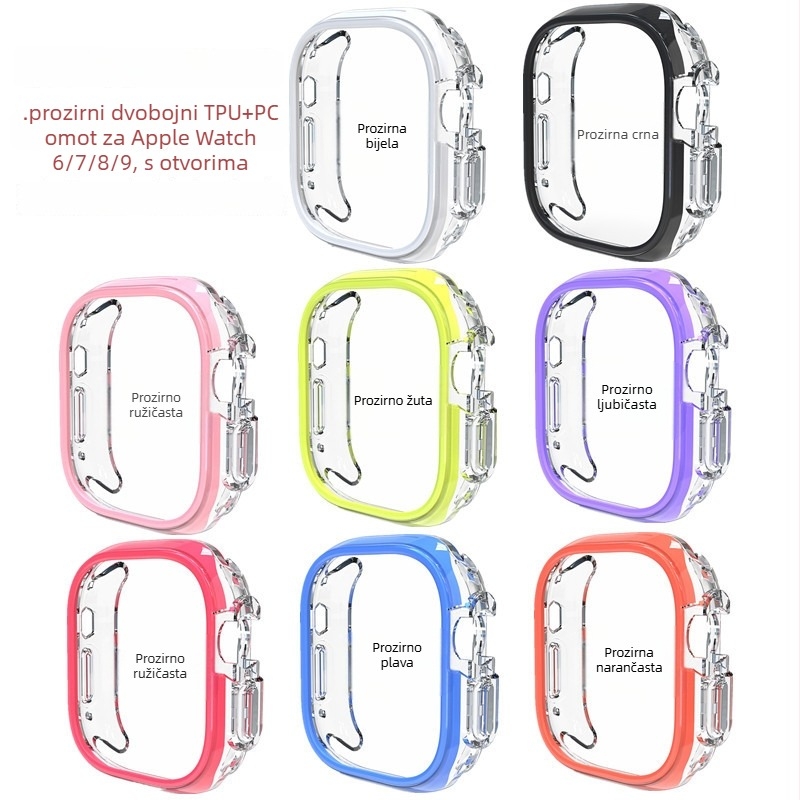Kućište za Apple Watch Series 9, TPU+PC, polupokriven dizajn s prorezima