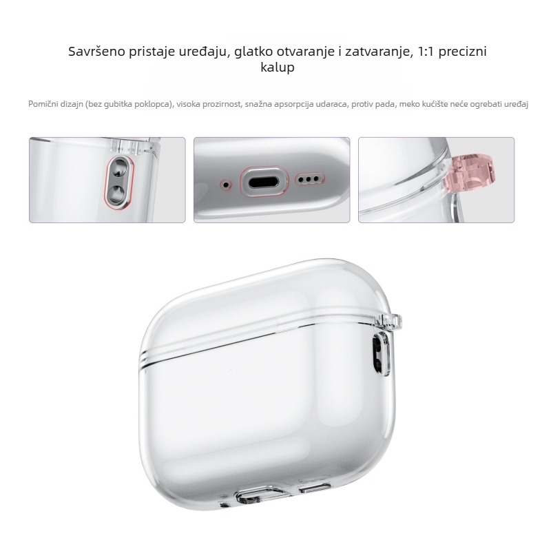 Prozirno TPU zaštitno kućište za AirPods Pro 3. generacije uz kutiju za punjenje i skladištenje