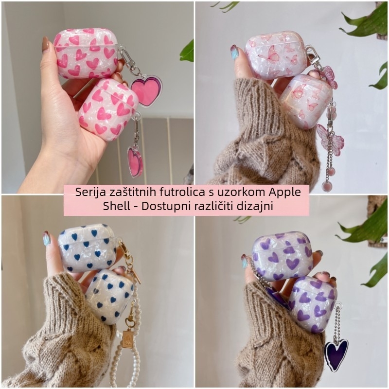 TPU mekana futrola za AirPods 4. generacije / Pro 2. generacije, s uzorkom školjke i crtanim otisnom