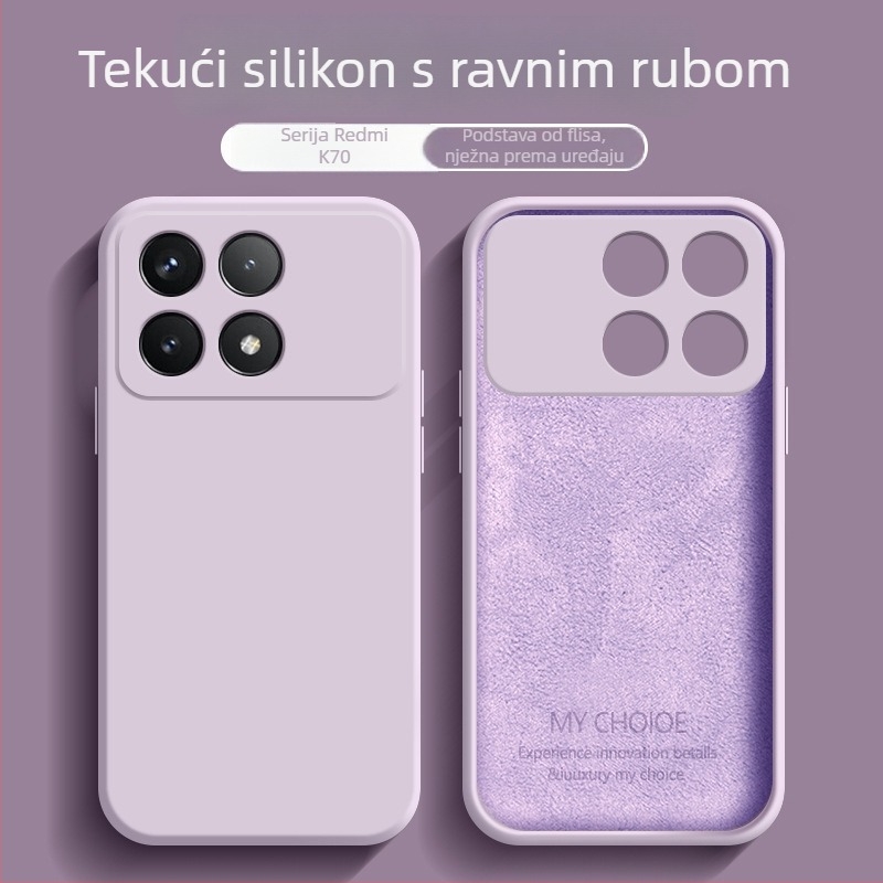 Redmi K70 Supreme Edition futrola – novi tekući silikon, ravni rubovi, potpuno prekrivanje, zaštita od padova