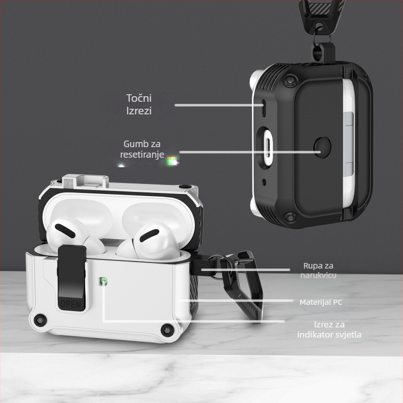 TPU tvrdi kućište za AirPods Pro 3, Pro 2 i AirPods 4 – kućište tvrde plastike, injekcijsko oblikovanje, kompatibilno