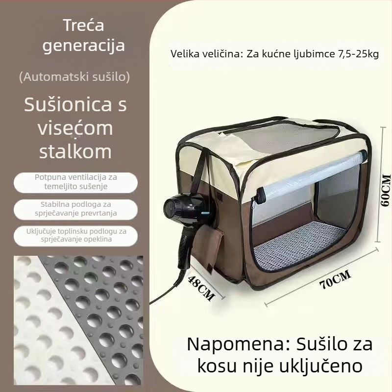 Treća generacija kutije za sušenje kućnih ljubimaca, automatsko kućno sušenje za mačke, kućna upotreba, snaga <1000W, napajanje ≤36V