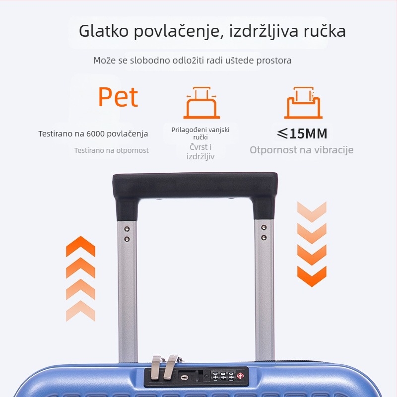 ABS mat kofer s univerzalnim kotačićima, Veliki kapacitet, Otvaranje na zip, Težina 2,5 kg, Obična kombinirana brava
