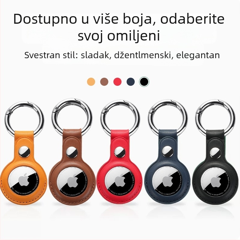 AirTag zaštitna maska od PU kože s tiskom logotipa, dizajn s jednim otvorom, prilagodljiv, otporan na trošenje i padove