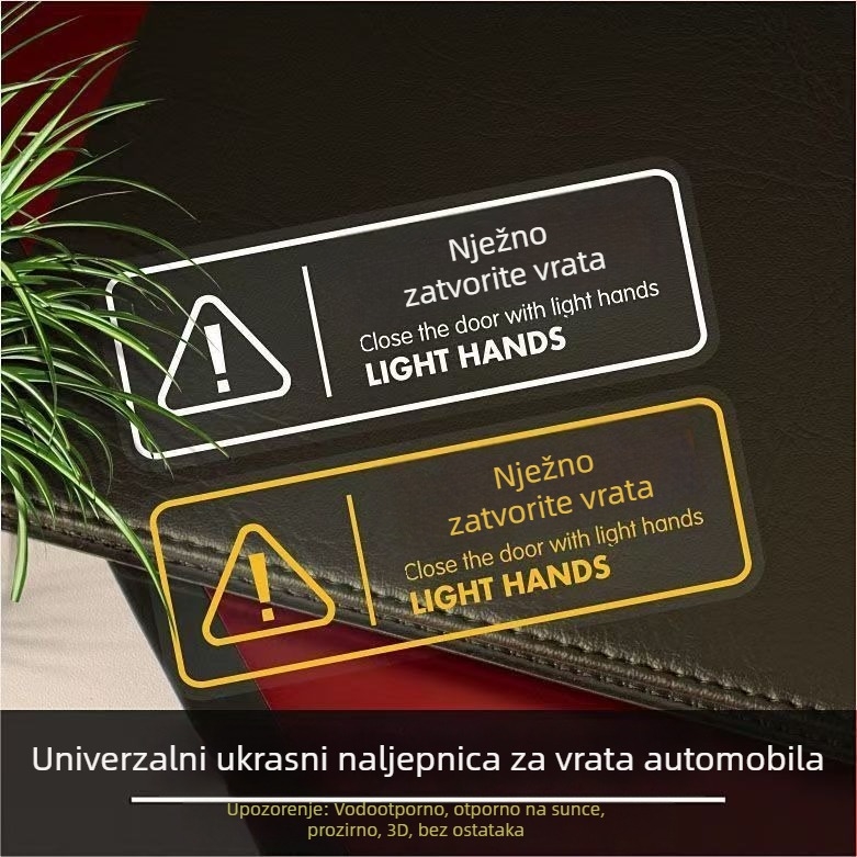 Naljepnica za karoseriju automobila sa znakovima upozorenja - samoljepljiva traka, ugradnja ljepilom, bez prilagodbe