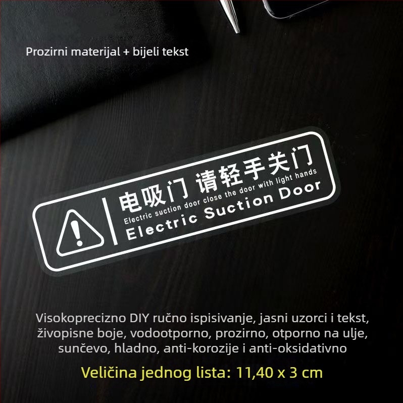 Naljepnica za karoseriju automobila sa znakovima upozorenja - samoljepljiva traka, ugradnja ljepilom, bez prilagodbe