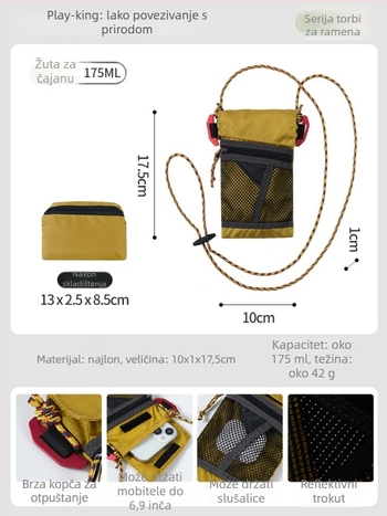 Unisex nylon torbica za mobitel — vertikalno kvadratnog oblika, otvaranje poklopcem, podstava od najlona, ljeto 2025, City-Fun stil