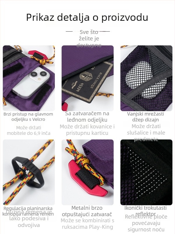 Unisex nylon torbica za mobitel — vertikalno kvadratnog oblika, otvaranje poklopcem, podstava od najlona, ljeto 2025, City-Fun stil