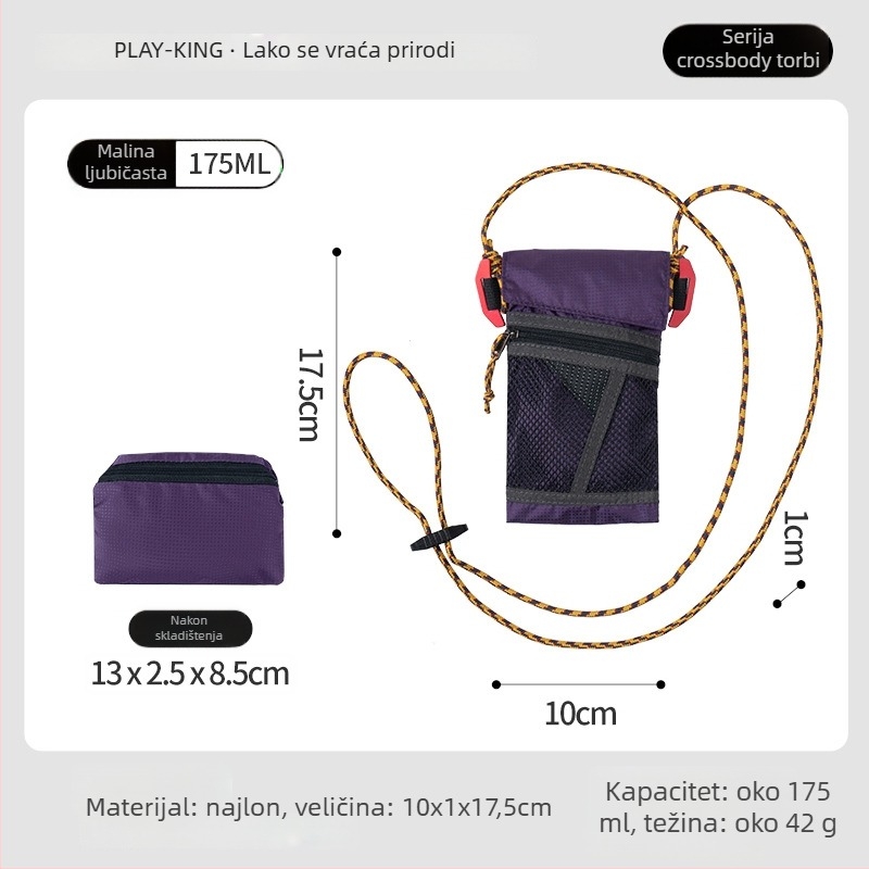 Unisex nylon torbica za mobitel — vertikalno kvadratnog oblika, otvaranje poklopcem, podstava od najlona, ljeto 2025, City-Fun stil