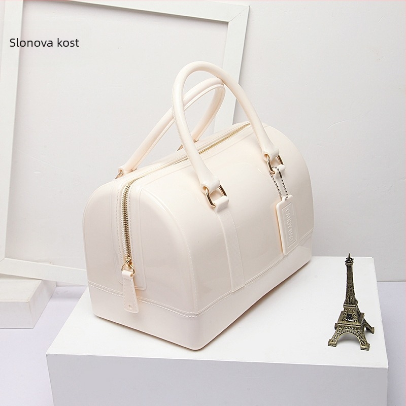 Torba u obliku jastuka od PVC-a, zatvarač, jednobojna, crossbody torba
