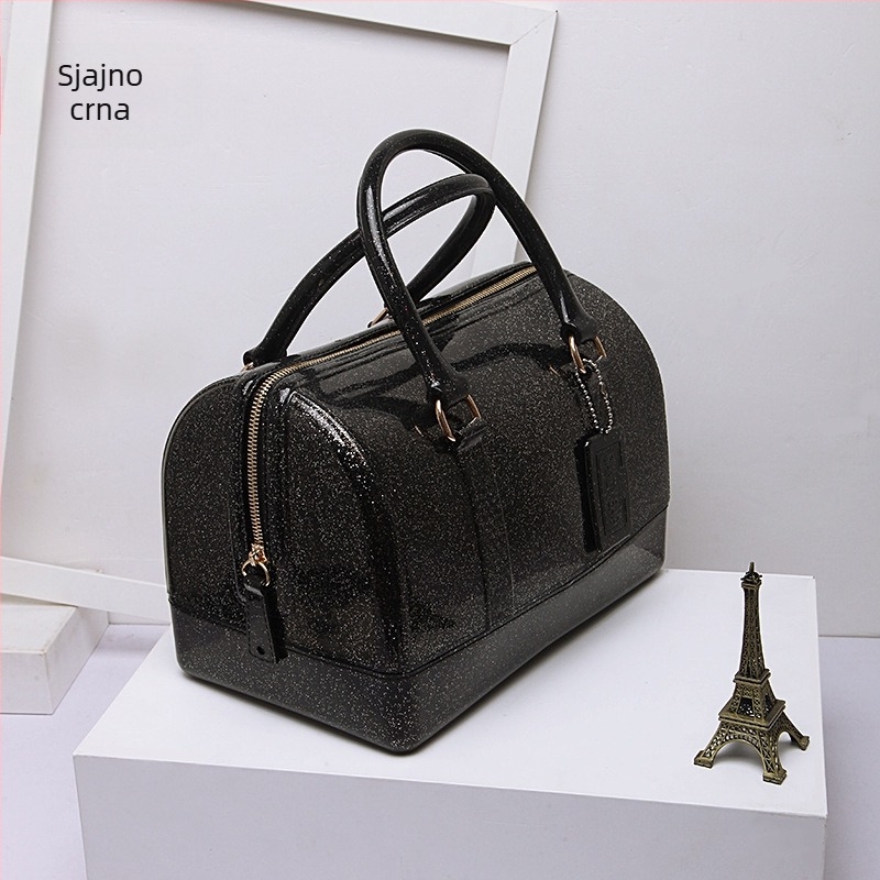 Torba u obliku jastuka od PVC-a, zatvarač, jednobojna, crossbody torba