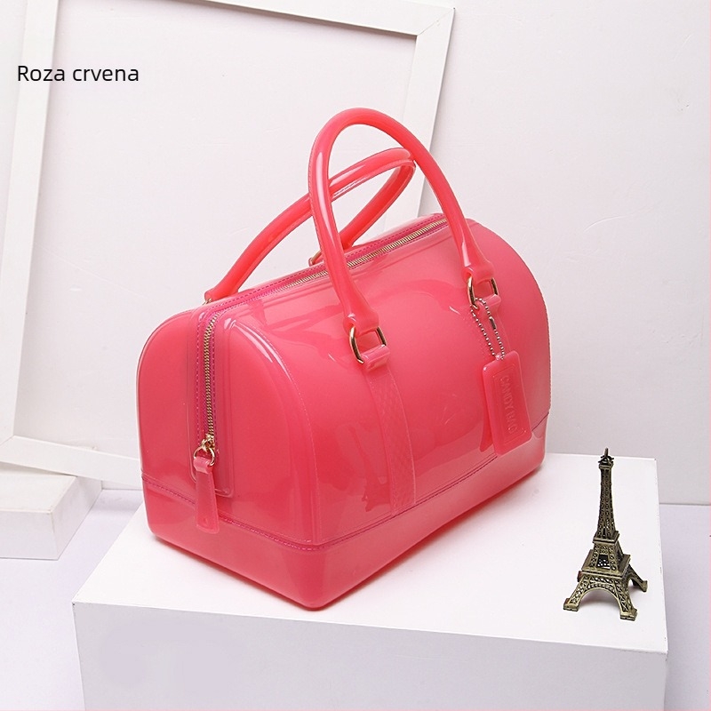 Torba u obliku jastuka od PVC-a, zatvarač, jednobojna, crossbody torba