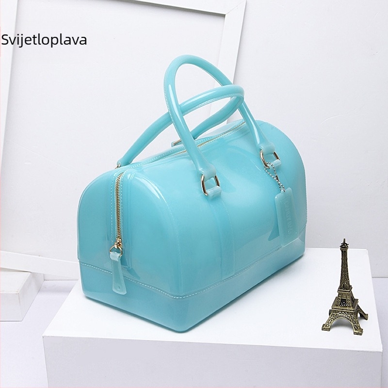 Torba u obliku jastuka od PVC-a, zatvarač, jednobojna, crossbody torba