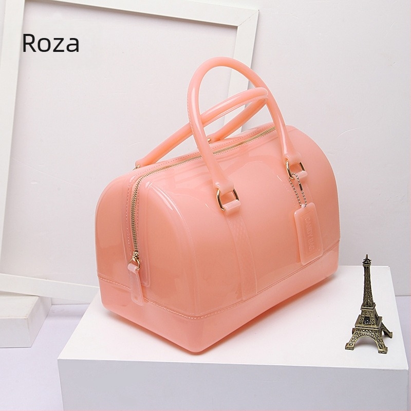 Torba u obliku jastuka od PVC-a, zatvarač, jednobojna, crossbody torba
