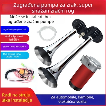 Zračni klaxon za kamione i morska plovila 12/24V, visok zvuk, s pumpom zraka