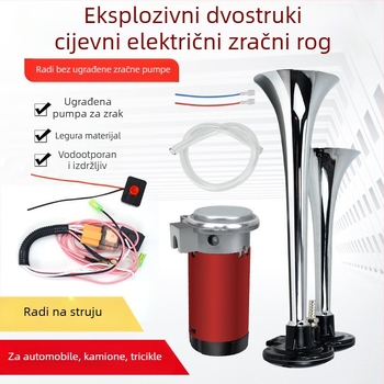 Zračni klaxon za kamione i morska plovila 12/24V, visok zvuk, s pumpom zraka