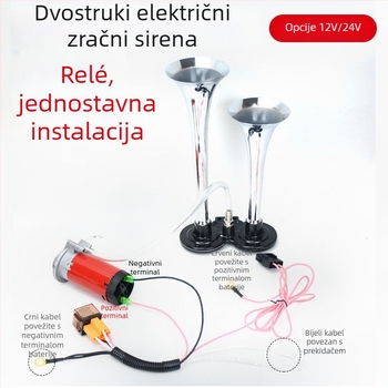 Zračni klaxon za kamione i morska plovila 12/24V, visok zvuk, s pumpom zraka