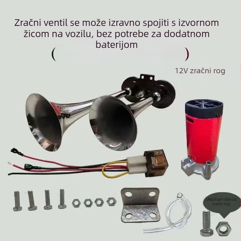 Zračni klaxon za kamione i morska plovila 12/24V, visok zvuk, s pumpom zraka