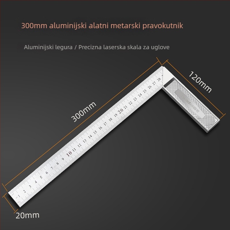 Pravokutni trokutasti mjerni alat, nehrđajući čelik, 90°, preciznost za drvoobradnju, višenamjenski s aluminijskim legurom